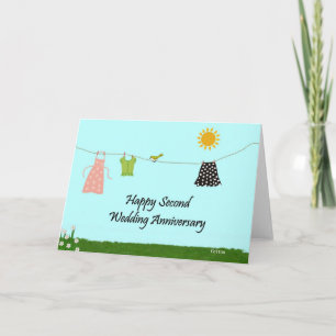 Happy Second Wedding Jubiläum Karte
