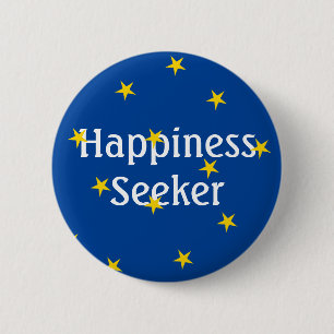 Happy Seeker Yellow Stars Blau Button