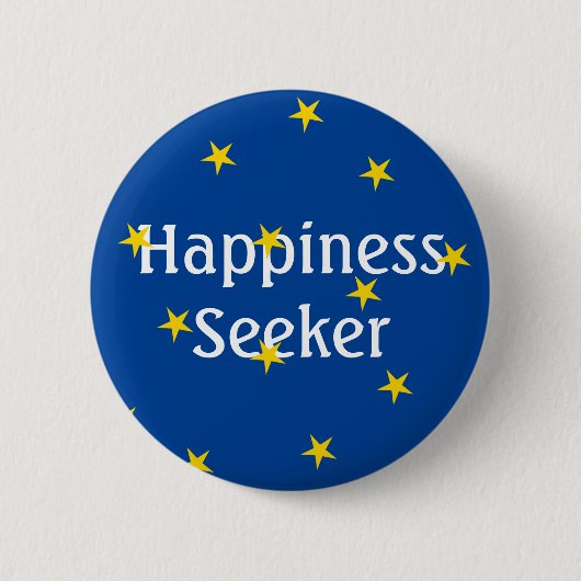 Happy Seeker Yellow Stars Blau Button (Vorderseite)