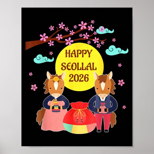 Happy Seollal 2026 Korean Lunar New Year Of The Ho Poster (Vorne)