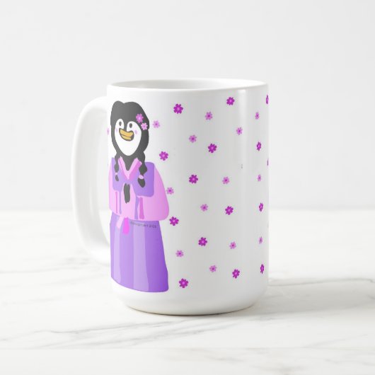 Happy Seollal Penguin Kaffeetasse (Vorderseite Links)