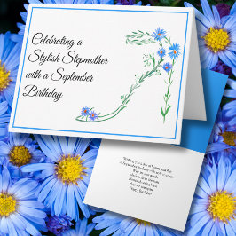 Happy September Geburtstag Stepmutter Blue Asters Karte