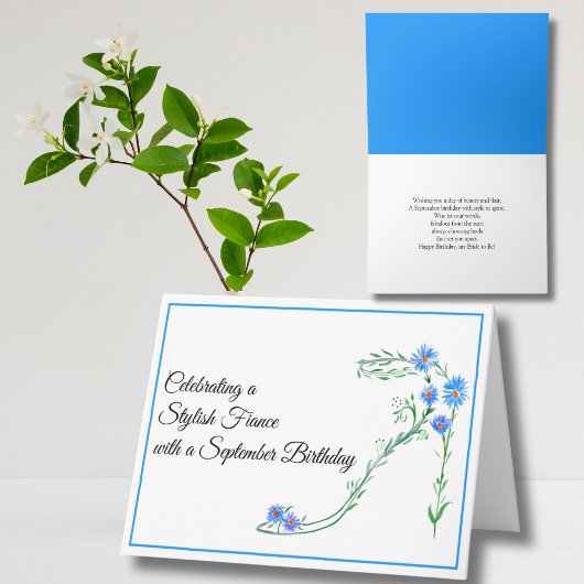 Happy September Geburtstag Verlobte Blue Aster Blu Karte