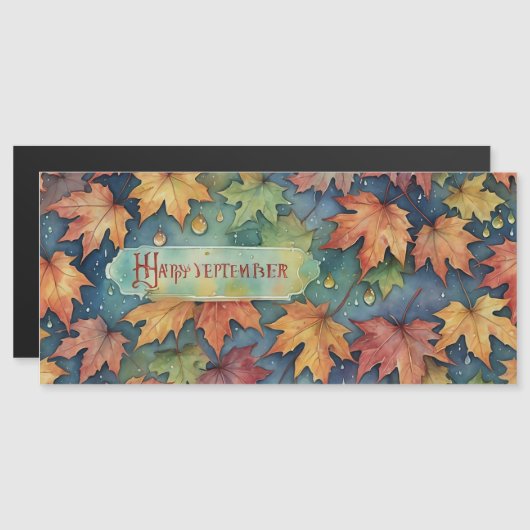 Happy September Magnetkarte (Vorne/Hinten)