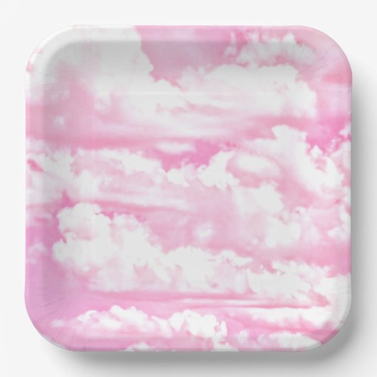 Happy Serene Pink Clouds Dekoration Pappteller (Vorderseite)