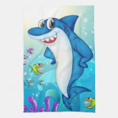Happy Shark Cartoon-23685 Geschirrtuch (Vertikal)
