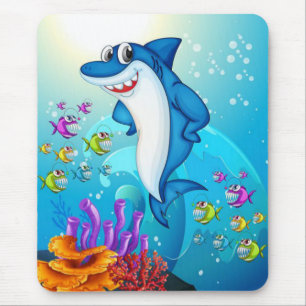 Happy Shark Cartoon-23685 Mousepad