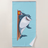 Happy Shark Cotton Beach Handtuch (Vorderseite)