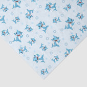 Happy Shark Family patterned Blue Seidenpapier (Detail)