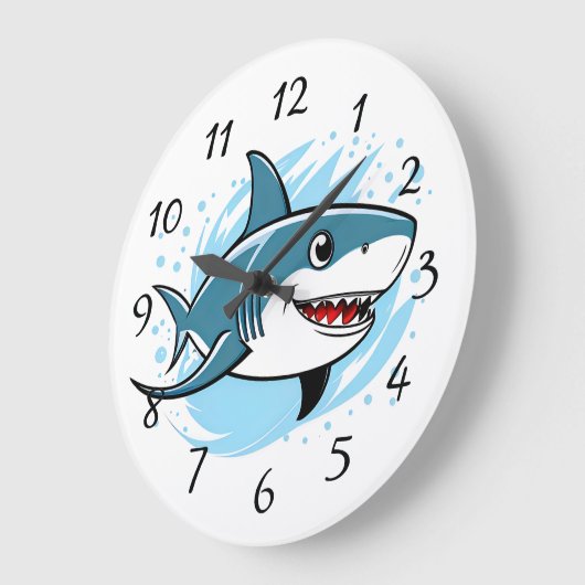 Happy Shark Große Wanduhr (Winkel)