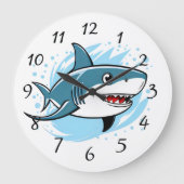 Happy Shark Große Wanduhr (Vorderseite)