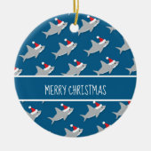 Happy Shark Pattern Merry Christmas Ornament (Vorne)
