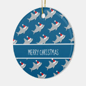 Happy Shark Pattern Merry Christmas Ornament (Links)