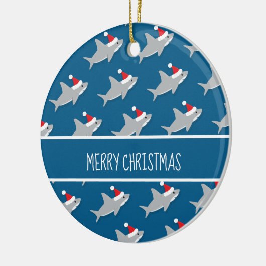 Happy Shark Pattern Merry Christmas Ornament (Links)