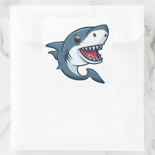 Happy Shark Quadratischer Aufkleber (Tasche)