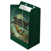 Happy Shark Week Mittlere Geschenktüte (Rückseite Schrägansicht)