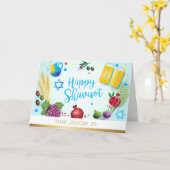 Happy SHAVUOT decorative seven species ornament Karte (Gelbe Blume)