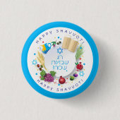 Happy SHAVUOT dekorative Ornament sieben Arten Button (Vorderseite)