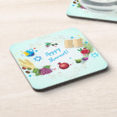 Happy SHAVUOT dekorative Ornament sieben Arten Getränkeuntersetzer (Linke Seite)