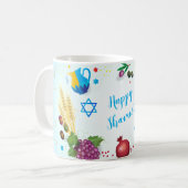 Happy SHAVUOT dekorative Ornament sieben Arten Kaffeetasse (Vorderseite Links)