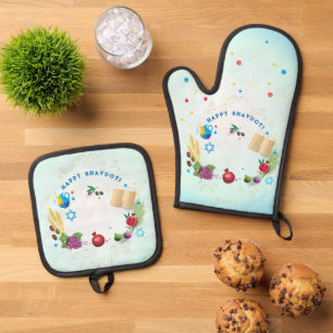 Happy SHAVUOT dekorative Ornament sieben Arten Ofenhandschuh & Topflappen-Set