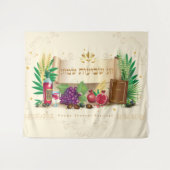 Happy SHAVUOT dekorative Ornament sieben Arten Wandteppich (Vorderseite (Horizontal))