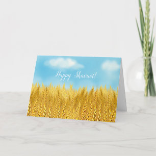 Happy SHAVUOT Gold Wheat Field Watercolor Gruß Karte