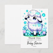 Happy Sheep Baby Dusche Dankeskarte (Vorne/Hinten)