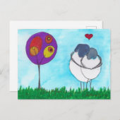 Happy Sheep - Liebe und Hugs Postkarte (Vorne/Hinten)