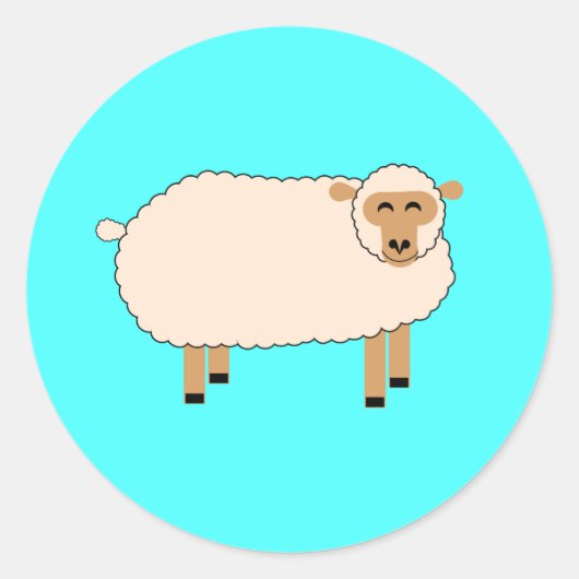 Happy Sheep Runder Aufkleber (Vorderseite)