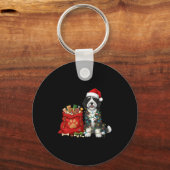 Happy Sheepadoodle Christmas Lights Dog Mom Sheepa Schlüsselanhänger (Vorderseite)