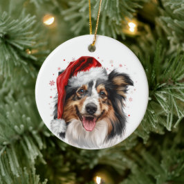 Happy Sheltie Dog Christmas Personalized Keramik Ornament