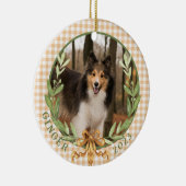 Happy Sheltie in Laurel Wreath Foto Keramik Ornament (Rechts)