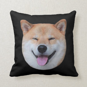Happy shiba inu face Lächelndes Hundegeschenk Kissen