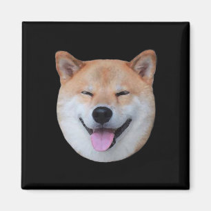 Happy shiba inu face Lächelndes Hundegeschenk Magnet