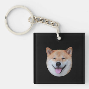 Happy shiba inu face   Lächelndes Hundegeschenk Schlüsselanhänger
