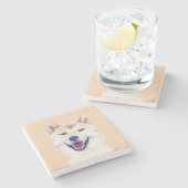 Happy Shiba Inu Marble Untersetzer (Seitenansicht)