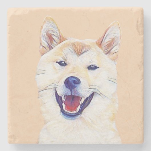 Happy Shiba Inu Marble Untersetzer (Vorderseite)