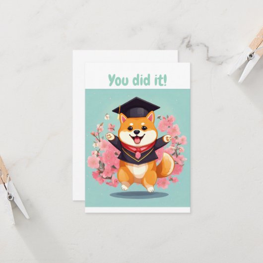 Happy Shiba inu schließ - Abschluss Card (Vorderseite/Rückseite Beispiel)