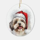 Happy Shih Tzu Dog Christmas Personalized Keramik Ornament (Links)