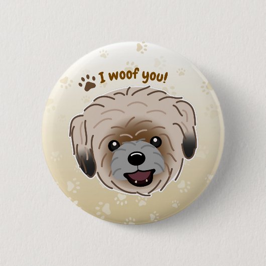 Happy Shih Tzu Dog Lover I Woof You Paws Button (Vorderseite)