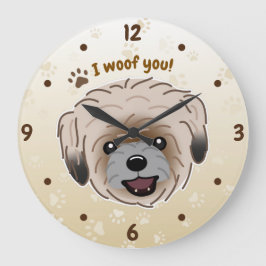 Happy Shih Tzu Dog Lover I Woof You Paws Große Wanduhr