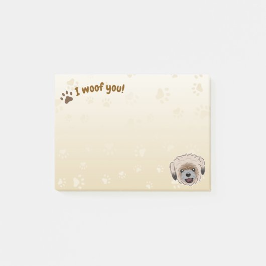 Happy Shih Tzu Dog Lover I Woof You Paws Post-it Klebezettel (Vorderseite)