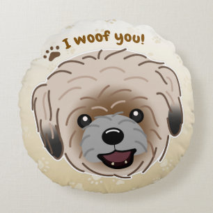 Happy Shih Tzu Dog Lover I Woof You Paws Rundes Kissen