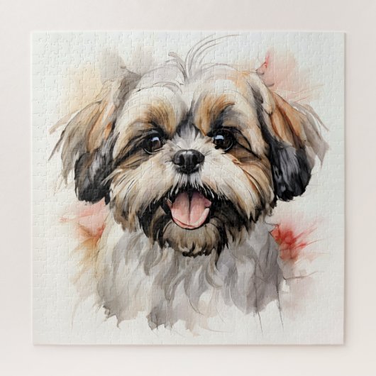 Happy Shih-tzu Puppy Ink Portrait Puzzle (Vertikal)