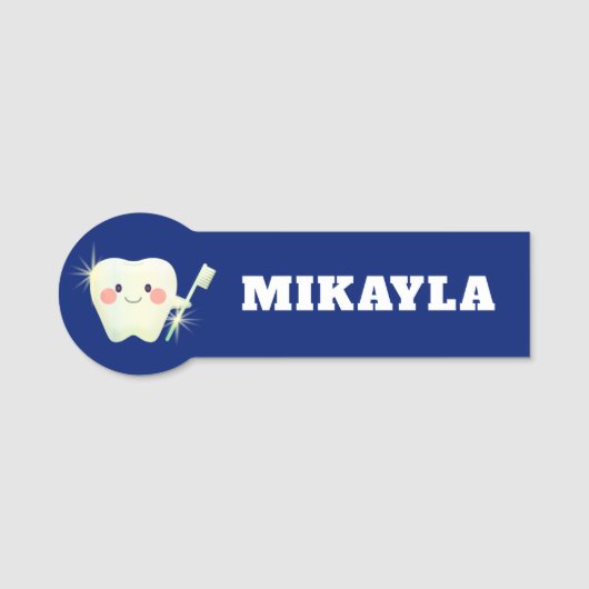 Happy Shiny Tooth    DentalName Tag Namensschild (Vorderseite)