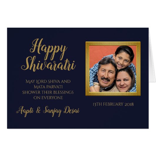 Happy Shivratri English Wording - ADD FOTO Blue (Vorderseite (Horizontal))