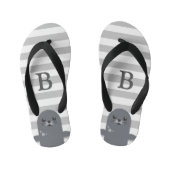 Happy Siegel and Grey Stripes Monogram Kid's Kinderbadesandalen (Fußbett)