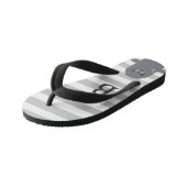 Happy Siegel and Grey Stripes Monogram Kid's Kinderbadesandalen (Schrägansicht)