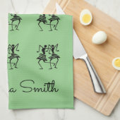 Happy Silhouette Dancers Green Geschirrtuch (Viertel Falte)